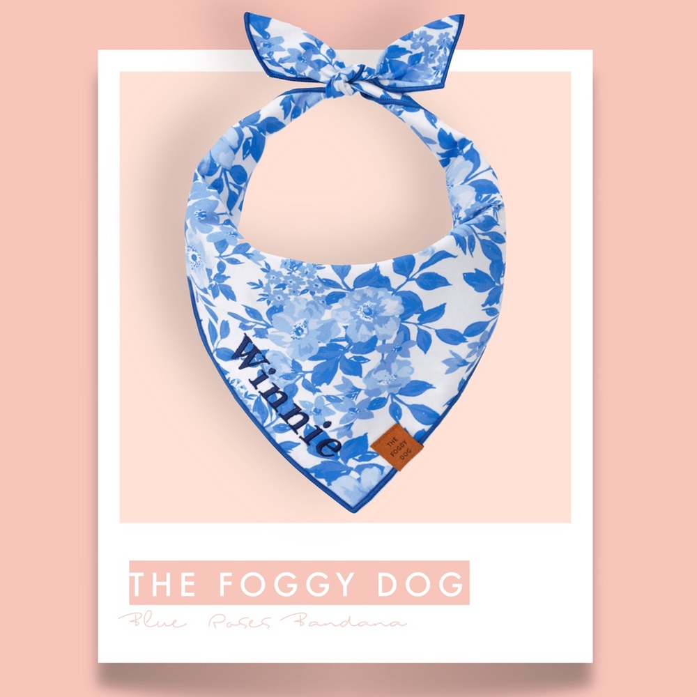 *HOST PICK* THE FOGGY DOG - Blue Roses Bandana - NWT - FREE GIFT